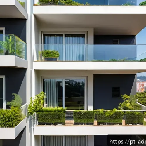 에너지 포지티브 건축과 건축 디자인 혁신 - A modern Brazilian urban apartment building with integrated solar photovoltaic panels on its rooftop...